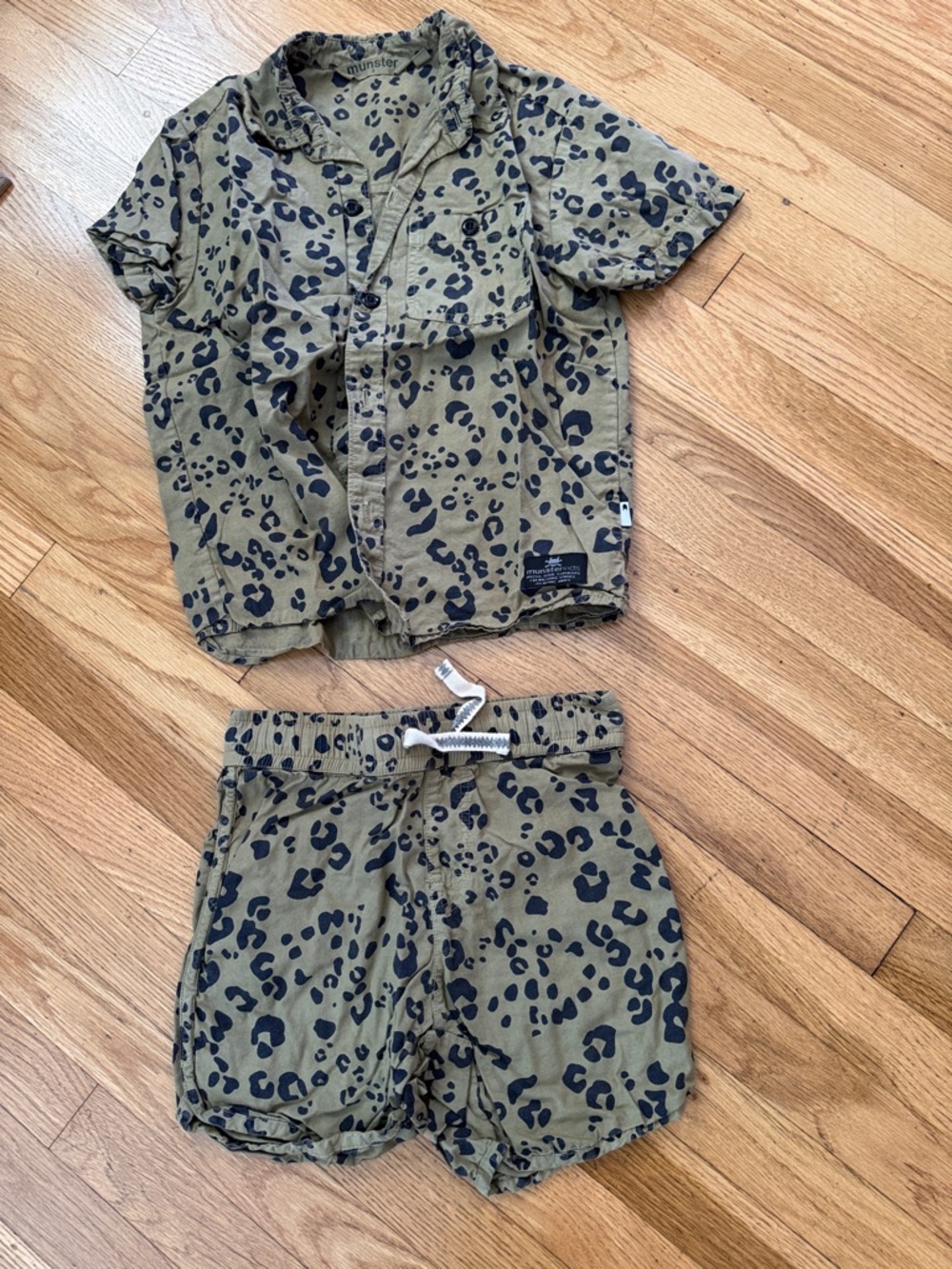 Munster Olive & Black Leopard Print Kids Two-Piece Set